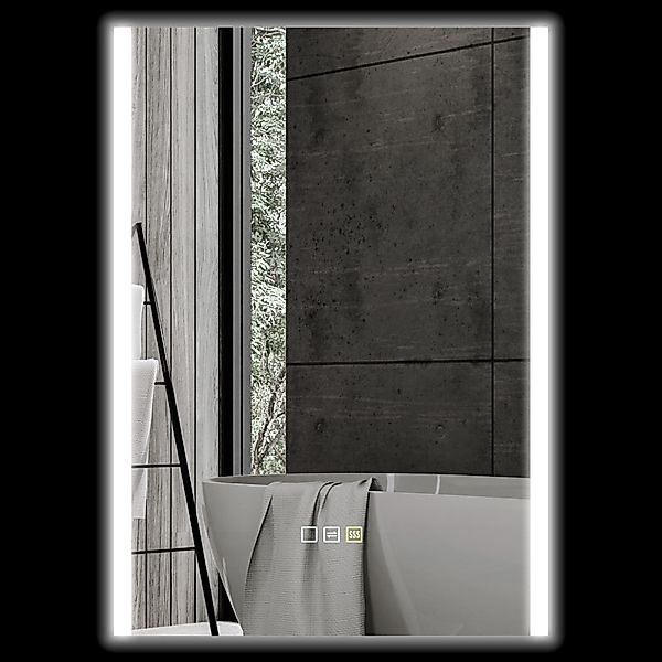 HOMCOM Badezimmerspiegel mit LED Licht in 3 Farben 70x50 cm, Wandspiegel au günstig online kaufen