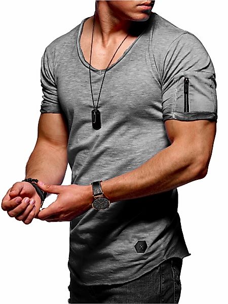 behype T-Shirt "MERTY", mit V-Ausschnitt und Armtasche günstig online kaufen