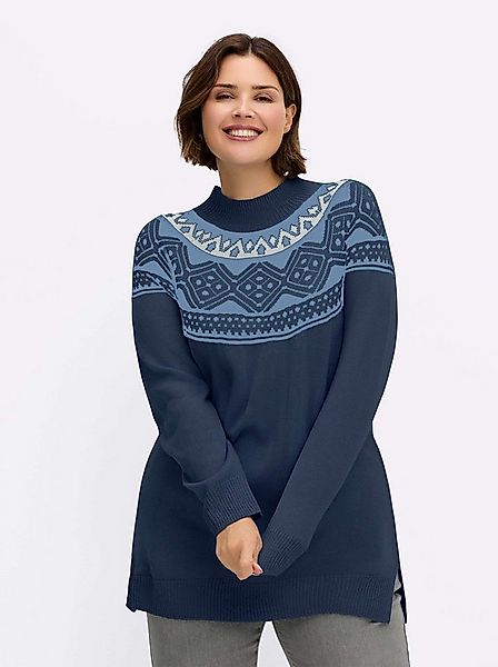 Sieh an! Strickpullover Longpullover Langarm Jacquard, Jersey günstig online kaufen