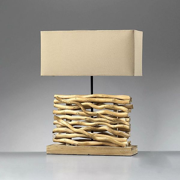 Tischlampe Marica, Stoffschirm und Holz, Höhe 50cm günstig online kaufen