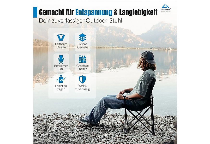 LINUMA Campingstuhl faltbar mit extra großem Getränkehalter, stabiler Klapp günstig online kaufen