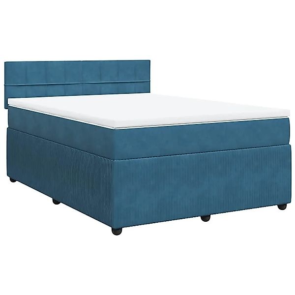 vidaXL Boxspringbett mit Matratze Blau 160x200 cm Samt 3287786 günstig online kaufen