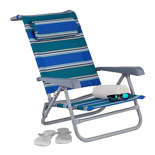 relaxdays Gartenliege Klappbarer Liegestuhl mit Nackenkissen günstig online kaufen