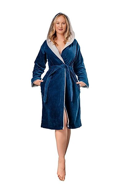 KLASBROOK Damenbademantel Lina, Kapuze, mit Kapuze aus 100% Baumwolle, Tasc günstig online kaufen
