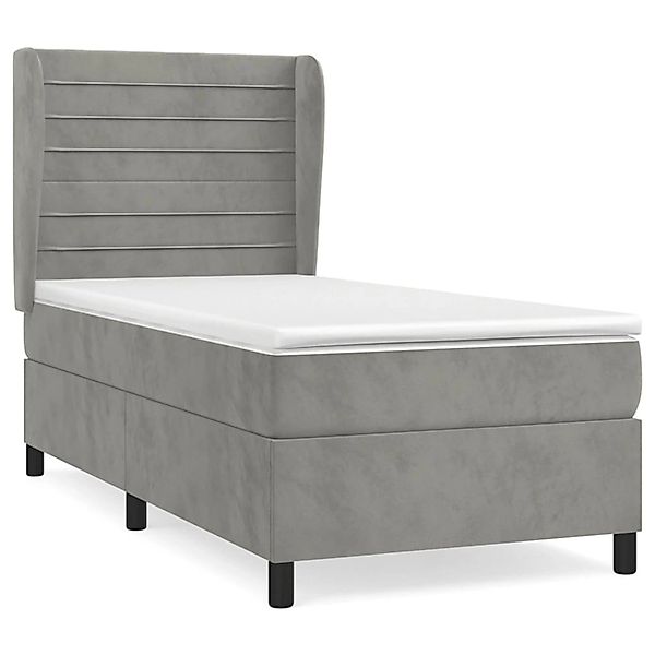vidaXL Boxspringbett mit Matratze Hellgrau 80x200 cm Samt1372947 günstig online kaufen