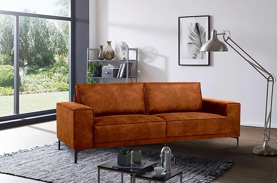 Places of Style 3-Sitzer "3er Sofa Oland, Struktur, Flachgewebe, Luxus-Micr günstig online kaufen
