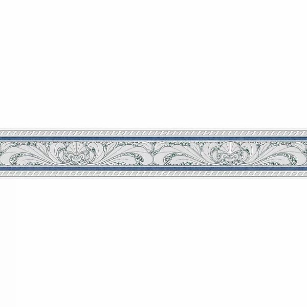 Bricoflor Barock Tapeten Bordüre in Grau und Blau Badezimmer und Küchen Bor günstig online kaufen