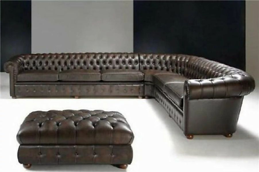 JVmoebel Ecksofa Klassische Ecksofa Polster Sitz Chesterfield 100% Leder So günstig online kaufen