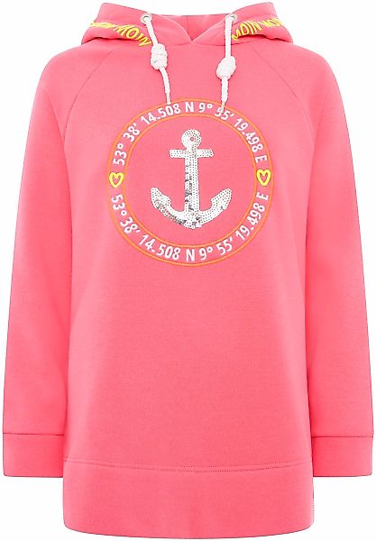 Zwillingsherz Hoodie "Strandglück Paillette" mit Anker-Motiv und "Moin"- Sc günstig online kaufen