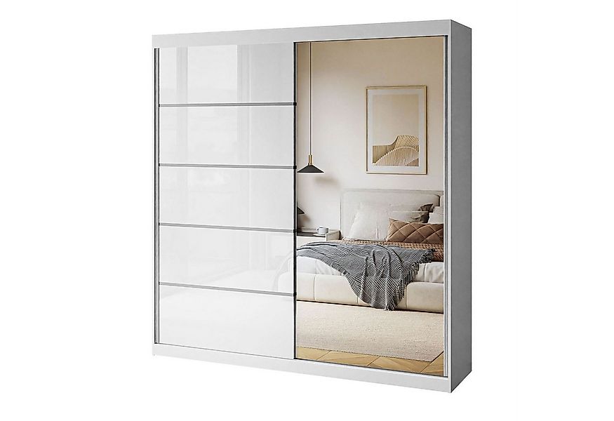 Lookway Kleiderschrank BASTER II PLUS GLOSSY mit Spiegel weiß glänzend/ Wei günstig online kaufen