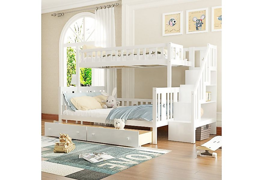 Ulife Etagenbett Massivholz Kinderbett 90x200/140x200cm, mit Rutsche und Re günstig online kaufen