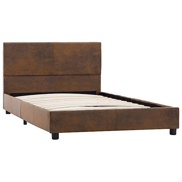 vidaXL Bett Bettgestell Braun Wildleder-Optik 90x200 günstig online kaufen