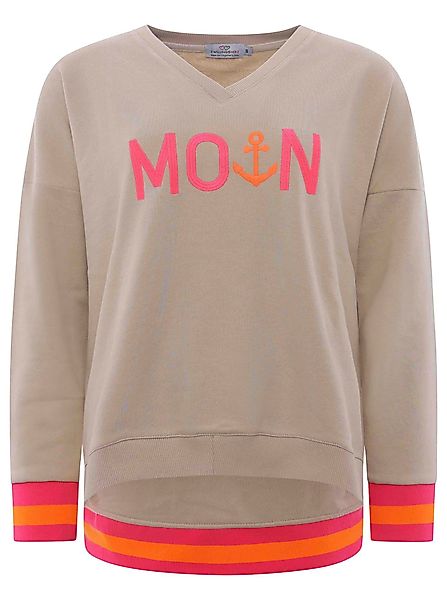 Zwillingsherz Sweatshirt V-Ausschnitt, Langarm, Stickerei, hinten günstig online kaufen