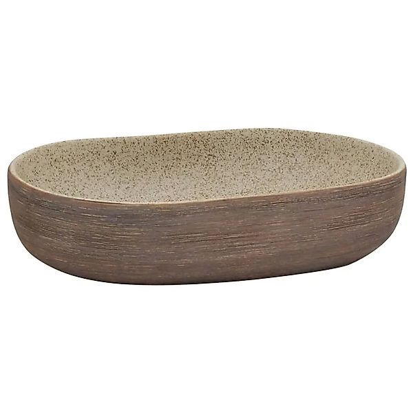 vidaXL Aufsatzwaschbecken Sandfarben Braun Oval 59x40x14 cm Keramik 155104 günstig online kaufen