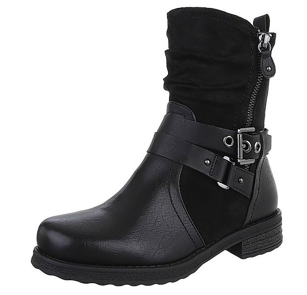 Ital-Design Stylischer Stretch-Stiefel mit Schnalle und Reißverschluss Stie günstig online kaufen