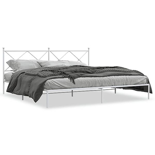 vidaXL Bettgestell mit Kopfteil Metall Weiß 193x203 cm 376557 günstig online kaufen