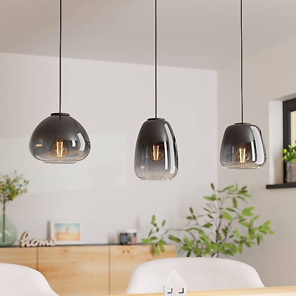 Hängelampe Aguilares, Rauchglas, 3-flammig, linear günstig online kaufen