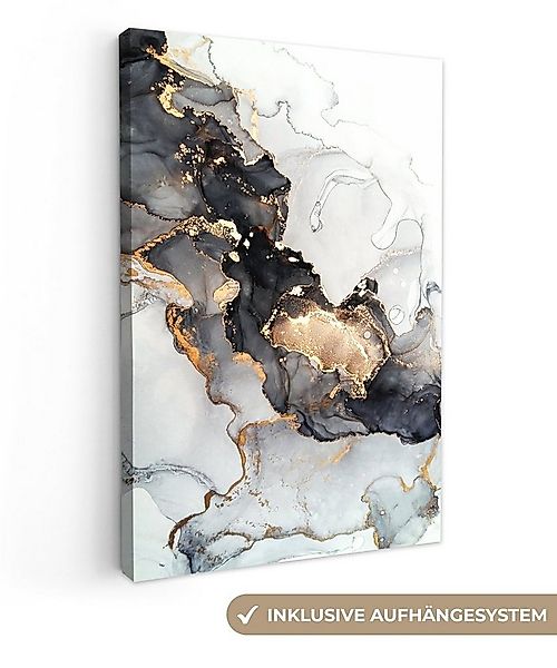 OneMillionCanvasses® Leinwandbild Marmor - Schwarz - Weiß - Gold - Luxus - günstig online kaufen