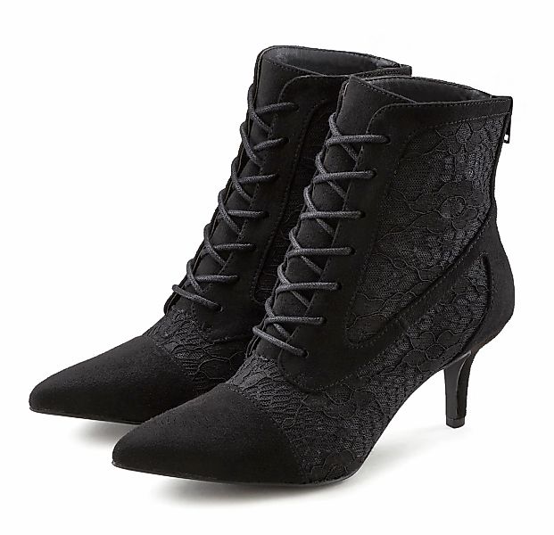 LASCANA Schnürstiefelette, in sexy Spitzen Optik, Stiefel günstig online kaufen