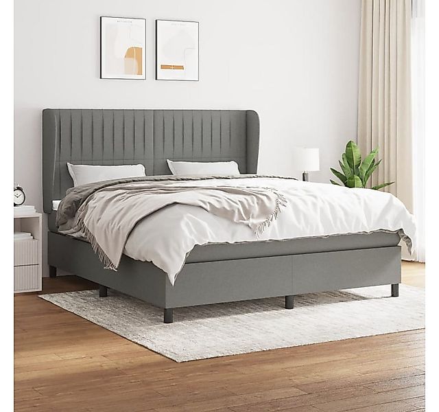 vidaXL Boxspringbett Boxspringbett mit Matratze Dunkelgrau 180x200 cm Stoff günstig online kaufen