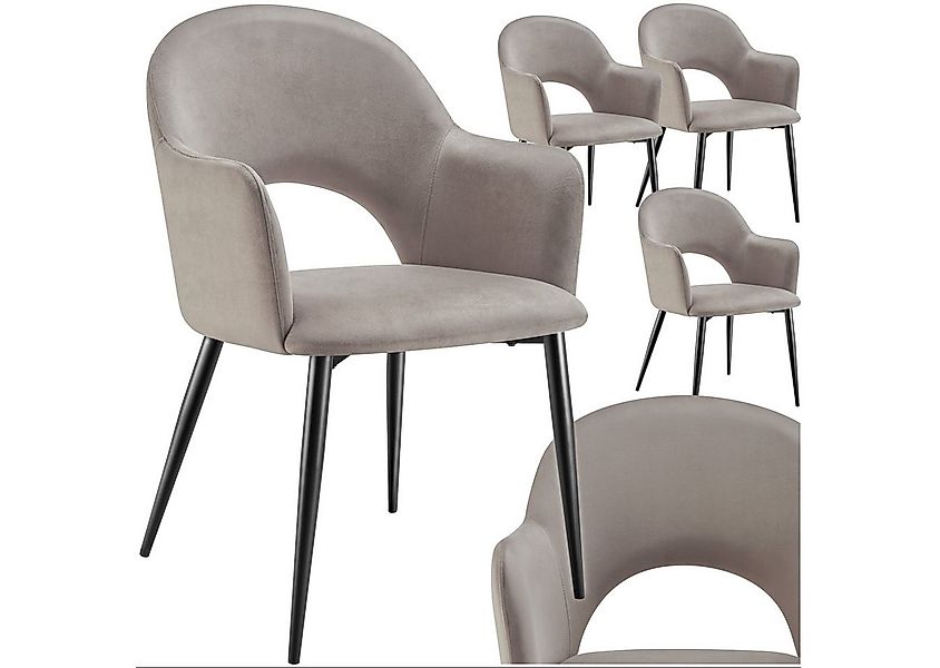 tectake Esszimmerstuhl Armlehnstuhl Sachel, Samtoptik, gepolstert, Belastba günstig online kaufen