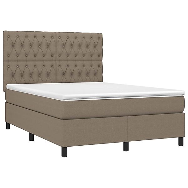 vidaXL Boxspringbett mit Matratze & LED Taupe 140x190 cm Stoff1468483 günstig online kaufen