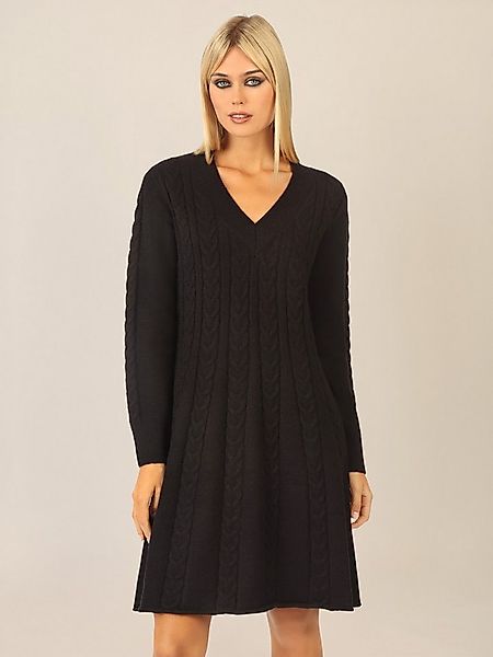 Apart Strickkleid mit Zopfmuster und V-Ausschnitt günstig online kaufen