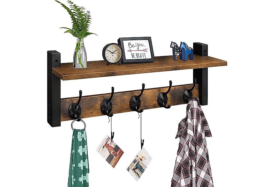 SURFOU Wandhaken Wandhaken mit Regal – Garderobenleiste Holz mit 5 Haken, W günstig online kaufen