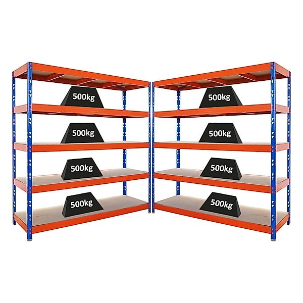 PROREGAL Mega Deal 2x Profi Schwerlastregal Rhino HxBxT 200x200x60cm 5 Span günstig online kaufen
