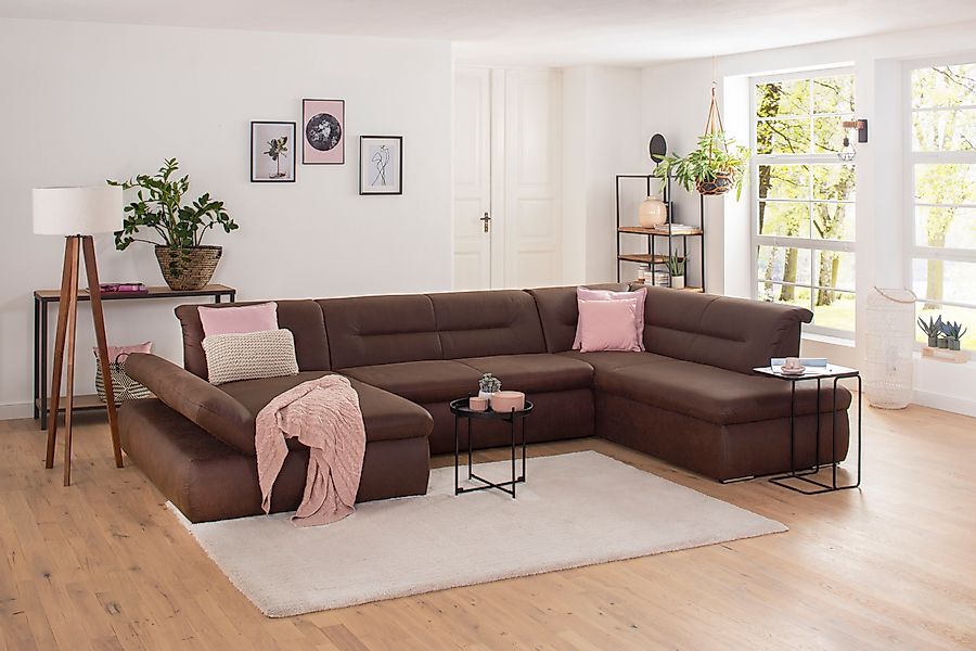 Home affaire Wohnlandschaft »Avesa U-Form« Wahlweise mit Armteilverstellung günstig online kaufen