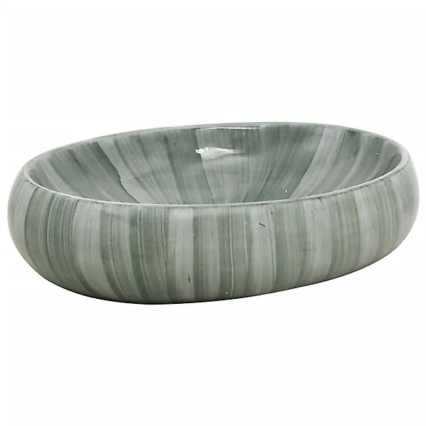 vidaXL Aufsatzwaschbecken Grün Oval 59x40x15 cm Keramik 155083 günstig online kaufen