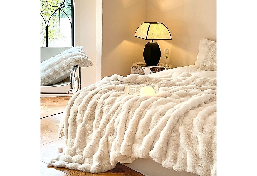 Wohndecke Kuscheldecke Kaninchen Plüsch Decke, KEAYOO, Kunstfell Warme Kusc günstig online kaufen