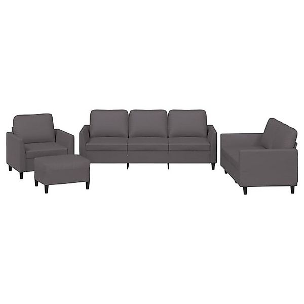 vidaXL Sofa 4-tlg. Sofagarnitur mit Kissen Grau Kunstleder günstig online kaufen