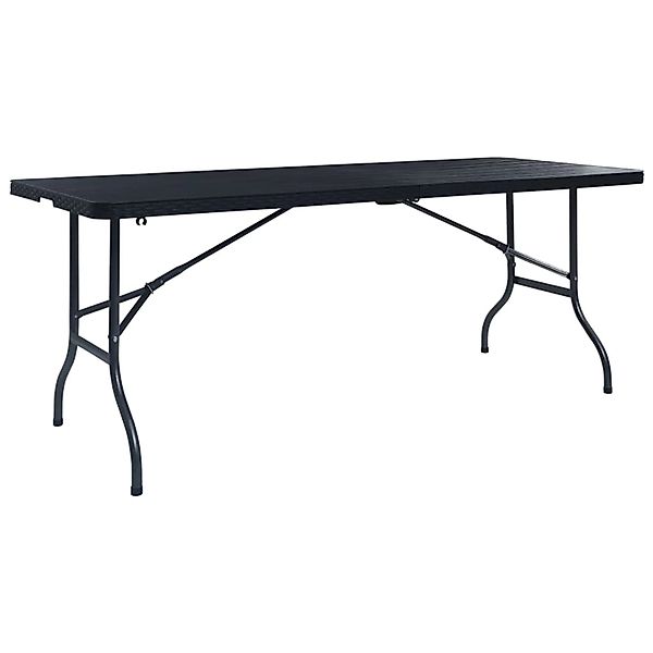 vidaXL Gartentisch Klappbar Schwarz 180x75x72 cm HDPE Rattan-Optik 48831 günstig online kaufen