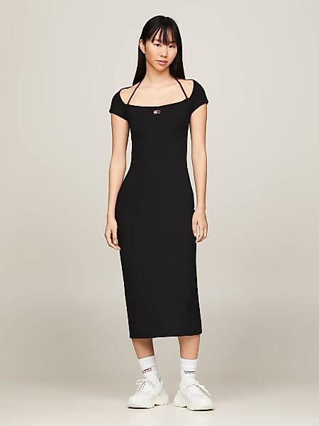 Tommy Jeans Jerseykleid "TJW MIDI BADGE RIB DRESS EXT", mit Tommy Jeans Fla günstig online kaufen