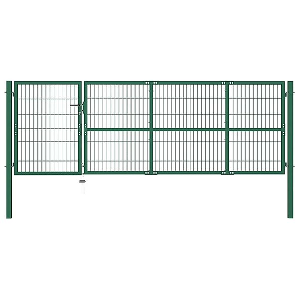 vidaXL Gartentor mit Pfosten 350 x 100 cm Stahl Grün 142569 günstig online kaufen