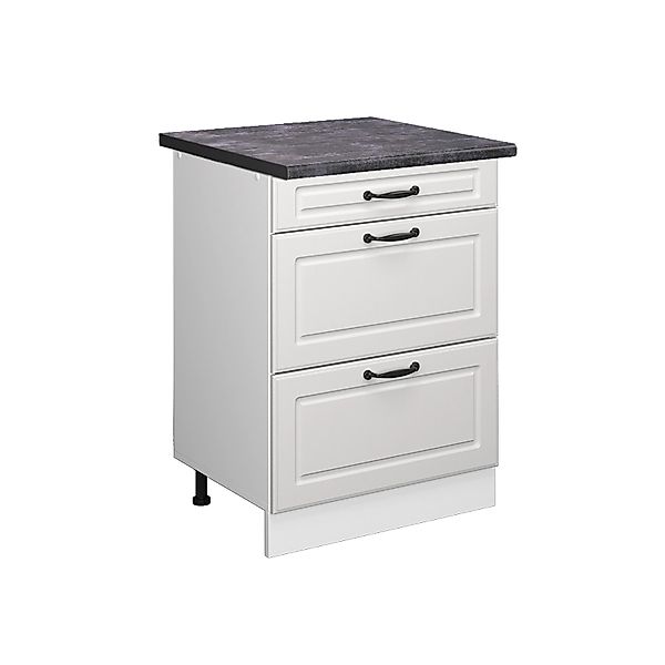 Vicco Unterschrank R-Line, Weiß Landhaus/Weiß, 60 cm mit Schubladen, ohne A günstig online kaufen