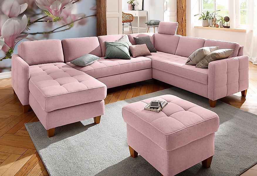 Home affaire Wohnlandschaft "Earl U-Form", wahlweise auch mit Bettfunktion günstig online kaufen