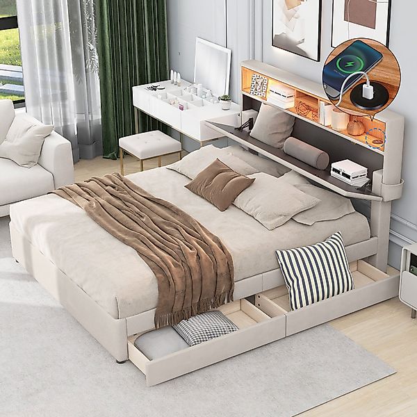 TavilaEcon Polsterbett Jugendbett Doppelbett mit aufladen günstig online kaufen