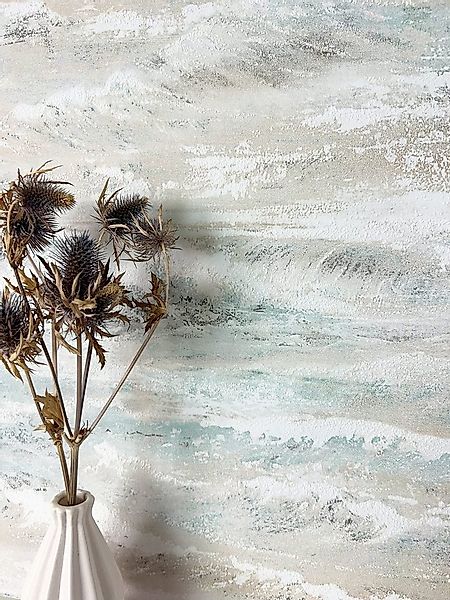 Newroom Vliestapete Wave Tapete Mustertapete Putzoptik,Struktur,Wellen, Wei günstig online kaufen