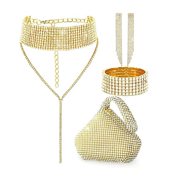 ibettertec Schmuckset Damen Glitzer Clutch Strass günstig online kaufen