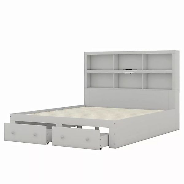 DOPWii Bett 160*200 cm Doppelbett,Plattformbett,2 Schubladen am Fußende des günstig online kaufen