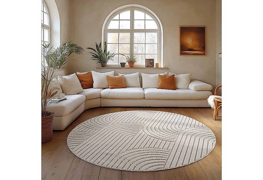 Carpettex Designteppich Einfarbig Boucle Loop, Rund, Höhe: 7 mm, Teppich Wo günstig online kaufen