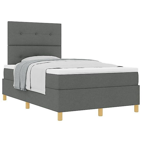 vidaXL Bett Boxspringbett mit Matratze Dunkelgrau 120x200 cm Stoff (1-tlg) günstig online kaufen