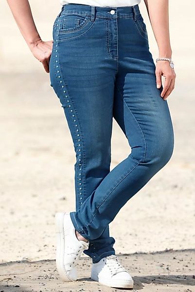 MIAMODA Regular-fit-Jeans Jeans Straight Fit Ziernieten 5-Pocket günstig online kaufen