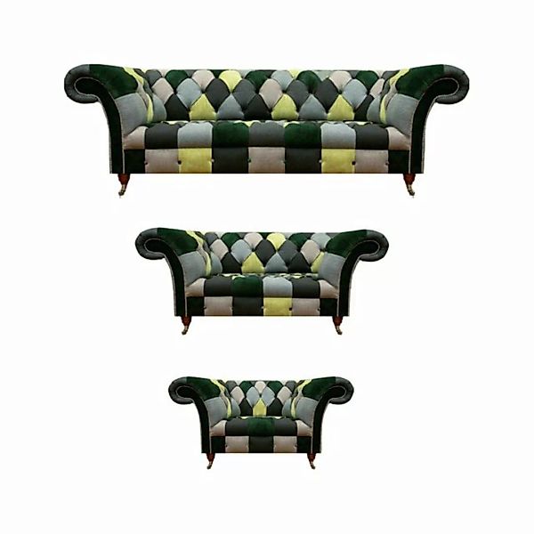 JVmoebel Chesterfield-Sofa Mehrfarbig Sofa Set 3tlg Designer Möbel Sofas Co günstig online kaufen