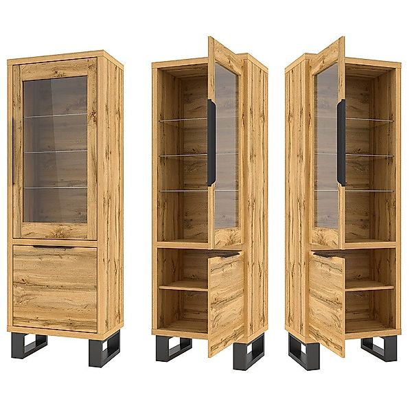Lomadox Vitrine HENDERSON-83 Wohn-/Esszimmer in Wotan günstig online kaufen