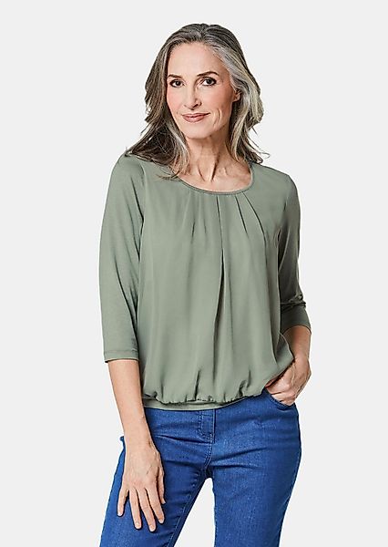GOLDNER Kurzarmbluse Kurzgröße: Chiffon-Shirt mit 3/4-Arm, günstig online kaufen