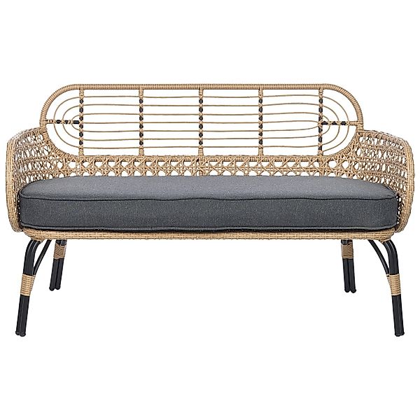 Beliani Gartensofa Naturfarben Beige Grau Schwarz 59x122x79 günstig online kaufen