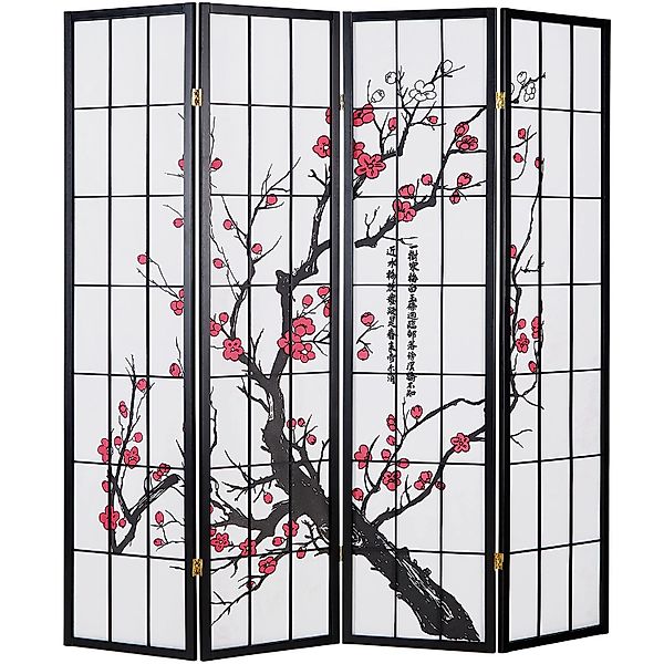 Homestyle4u 4-tlg. Paravent in Schwarz 176x179 cm 150 günstig online kaufen